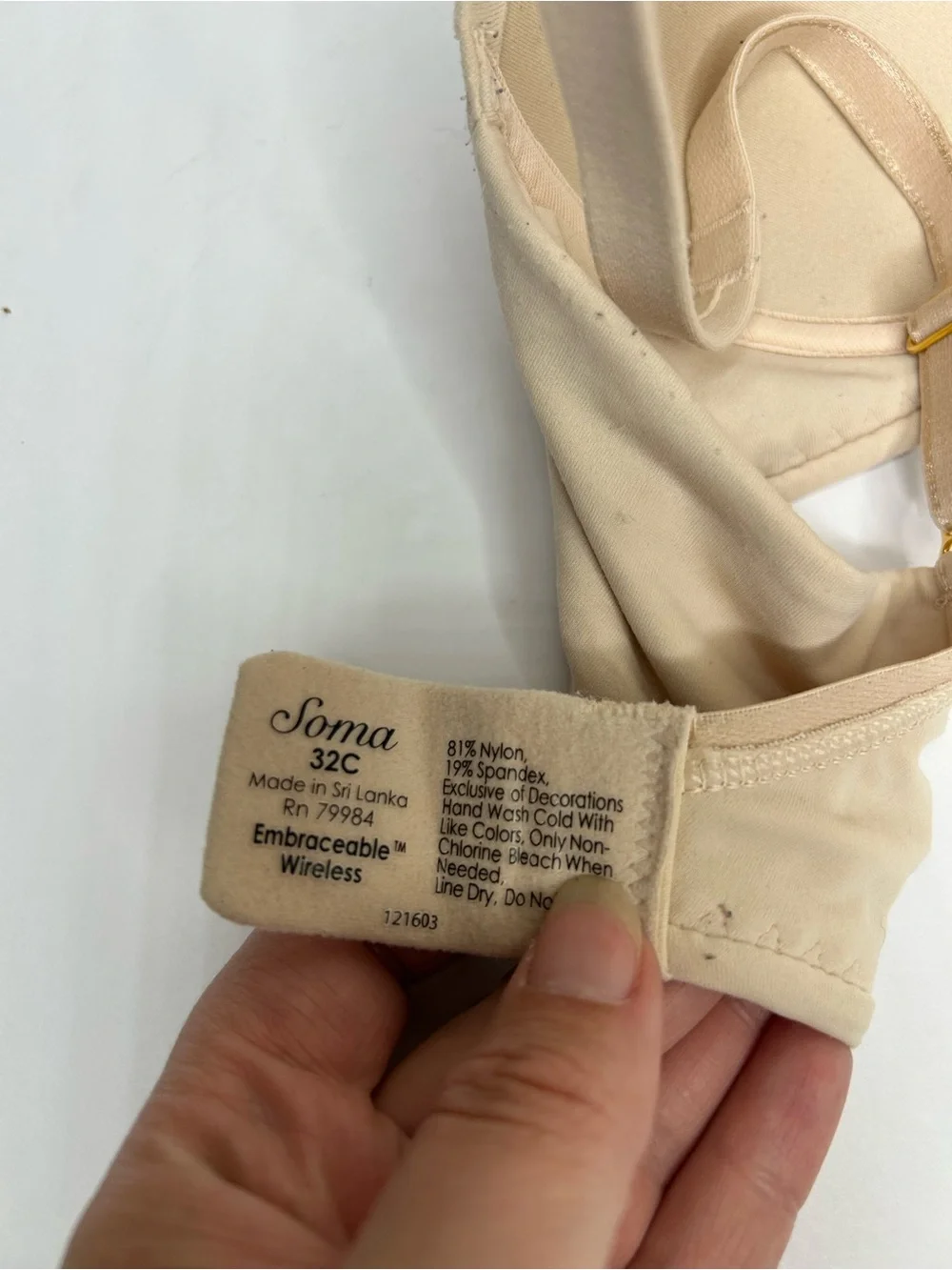 Soma Tan Wireless Bra 32C